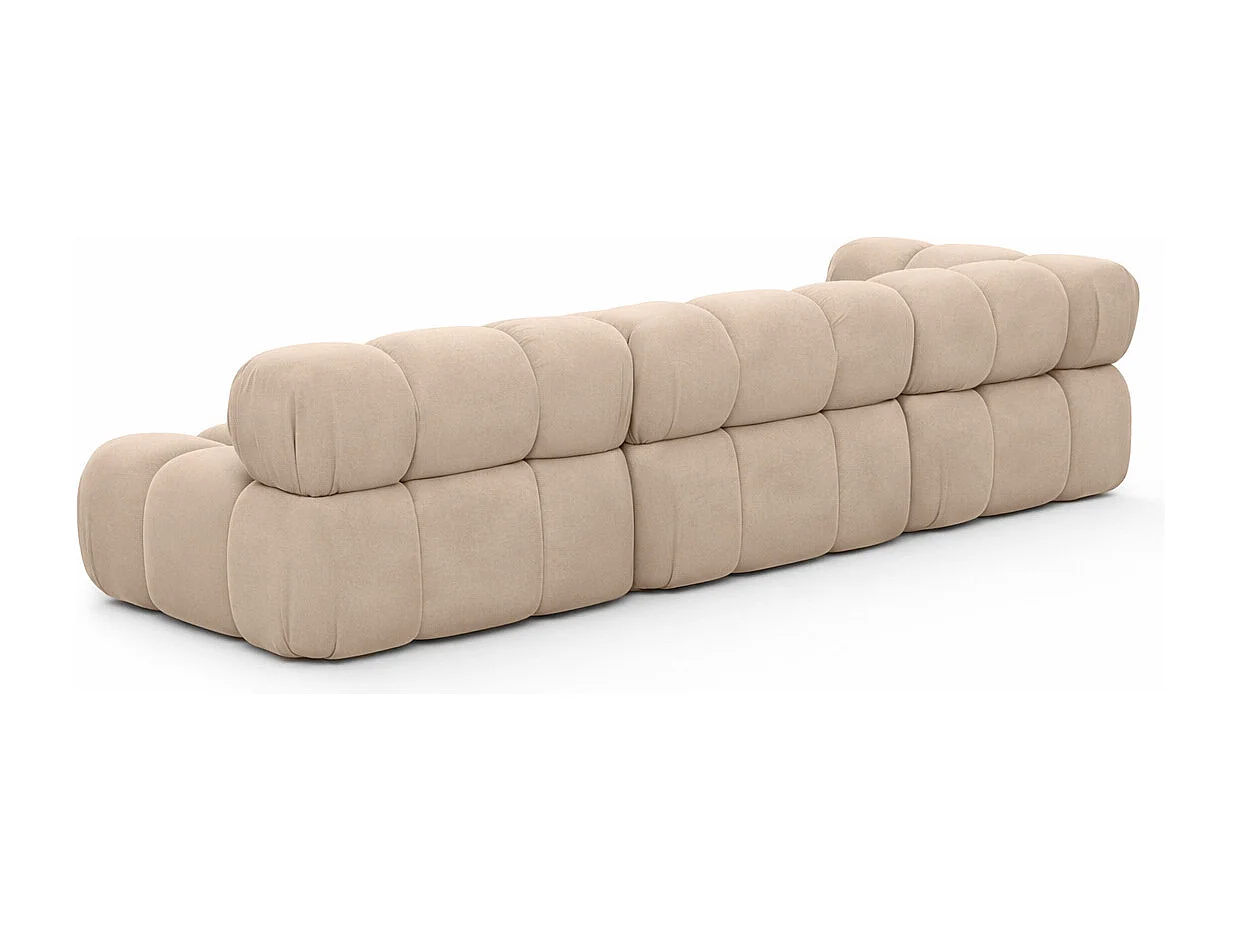Ecksofa Modulare L-Form, Veloursstoff Salvador, Beige, Rechts, Selia