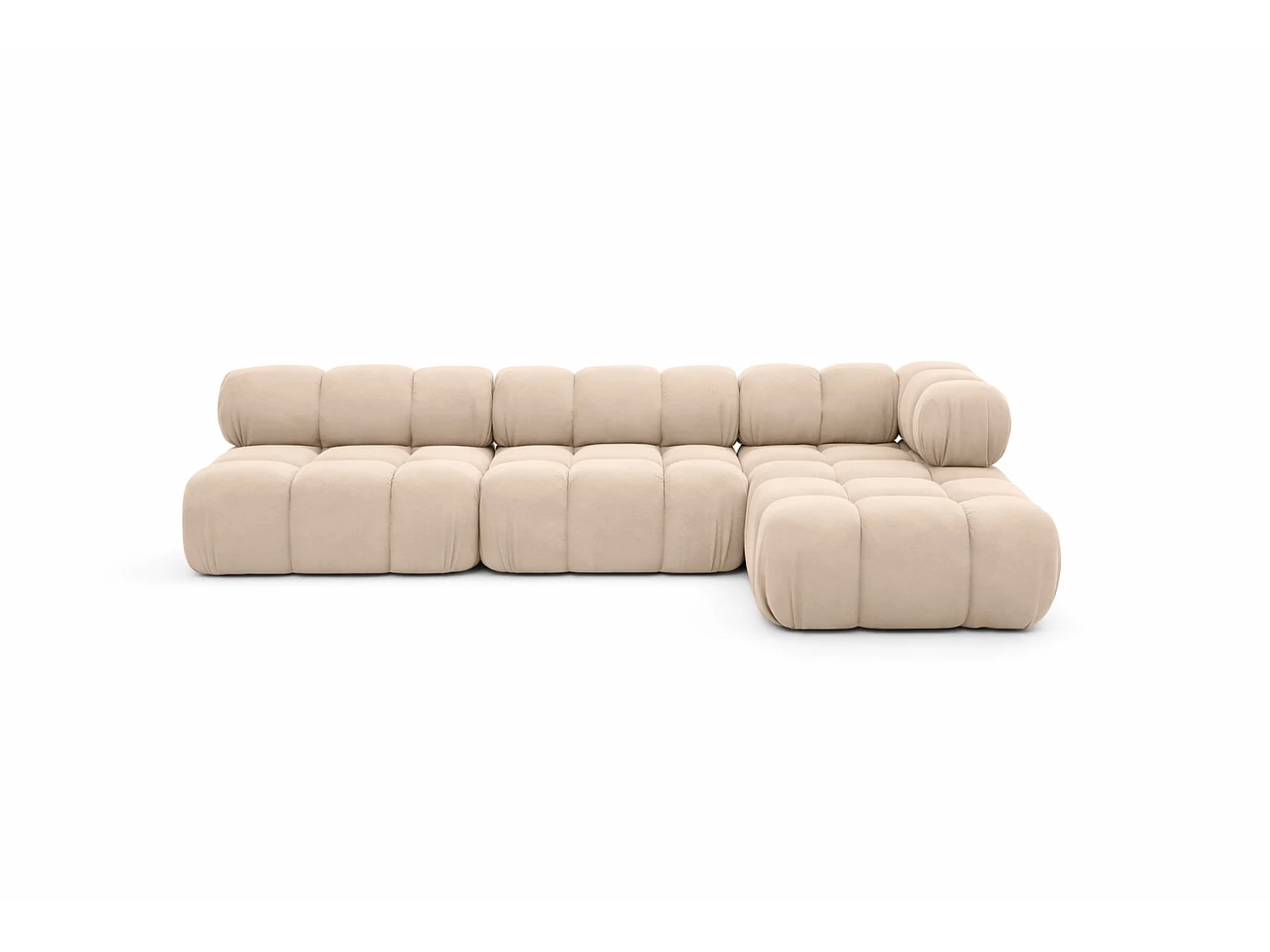 Canapé d’angle modulaire en L, tissu velours Salvador, Beige, Droite, Selia