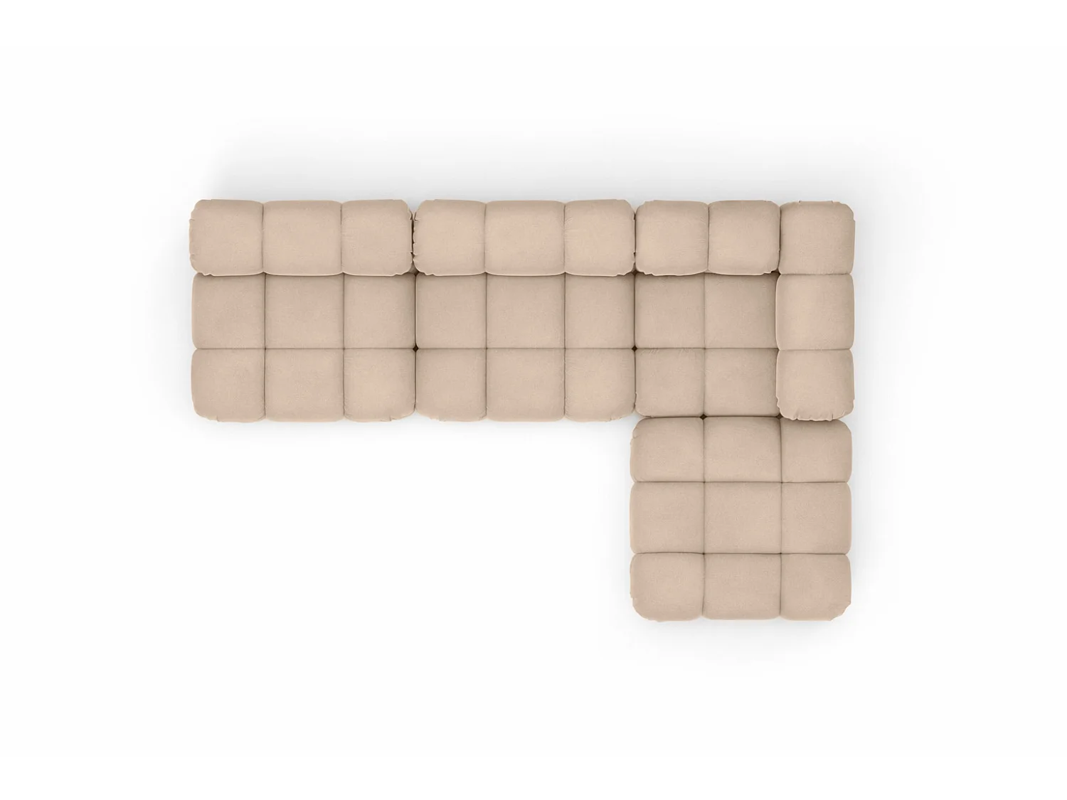 Canapé d’angle modulaire en L, tissu velours Salvador, Beige, Droite, Selia