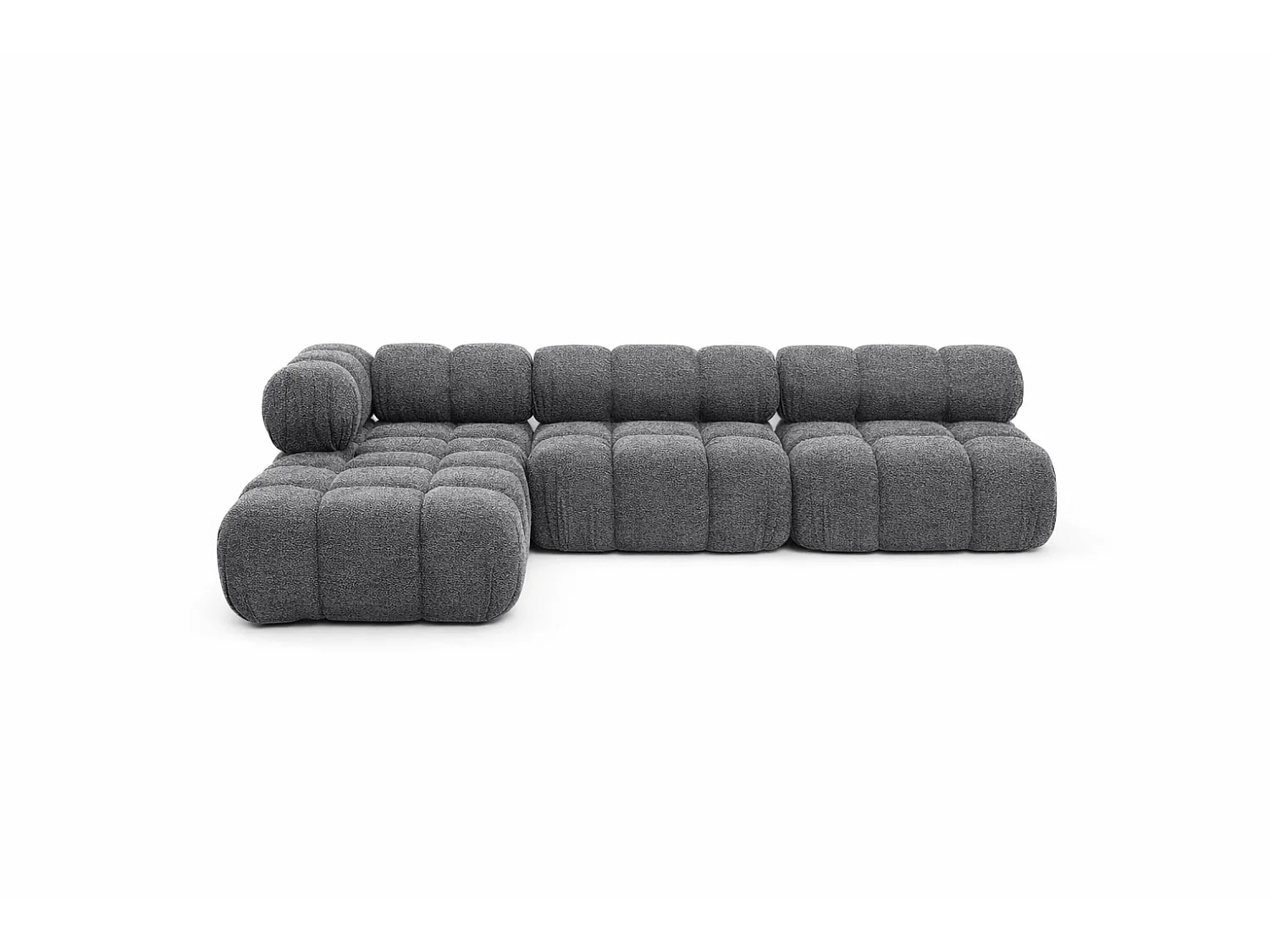 Ecksofa Modulare L-Form, Bouclé-Stoff Abriamo, Dunkelgrau, Links, Selia