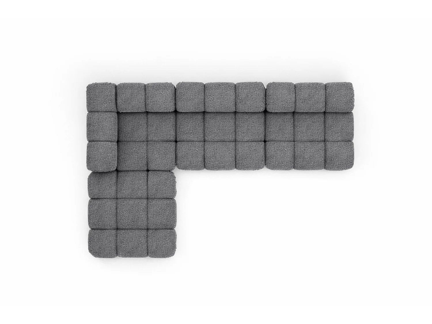 Ecksofa Modulare L-Form, Bouclé-Stoff Abriamo, Dunkelgrau, Links, Selia