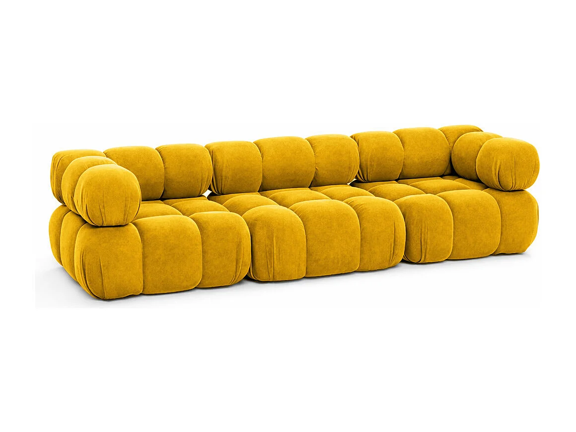 Bank, 3-zits modulair, veloursstof Salvador, geel, Selia