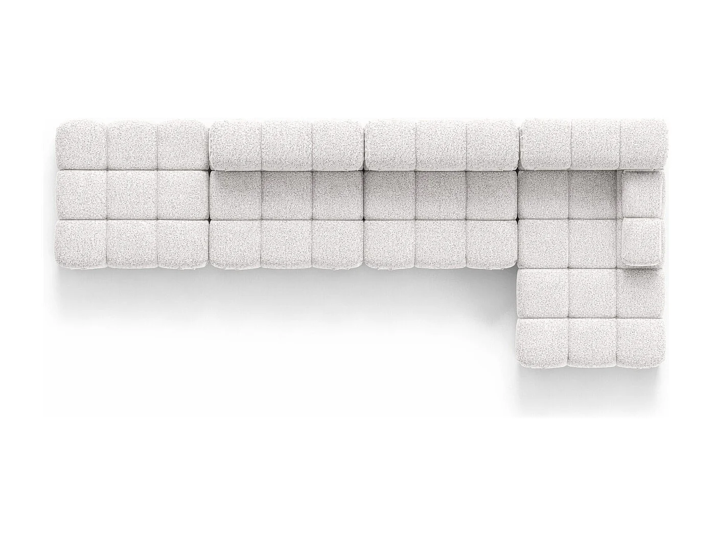 Narożnik modułowy w kształcie L, tkanina bukla Abriamo, Ecru, Prawy, Selia L XL