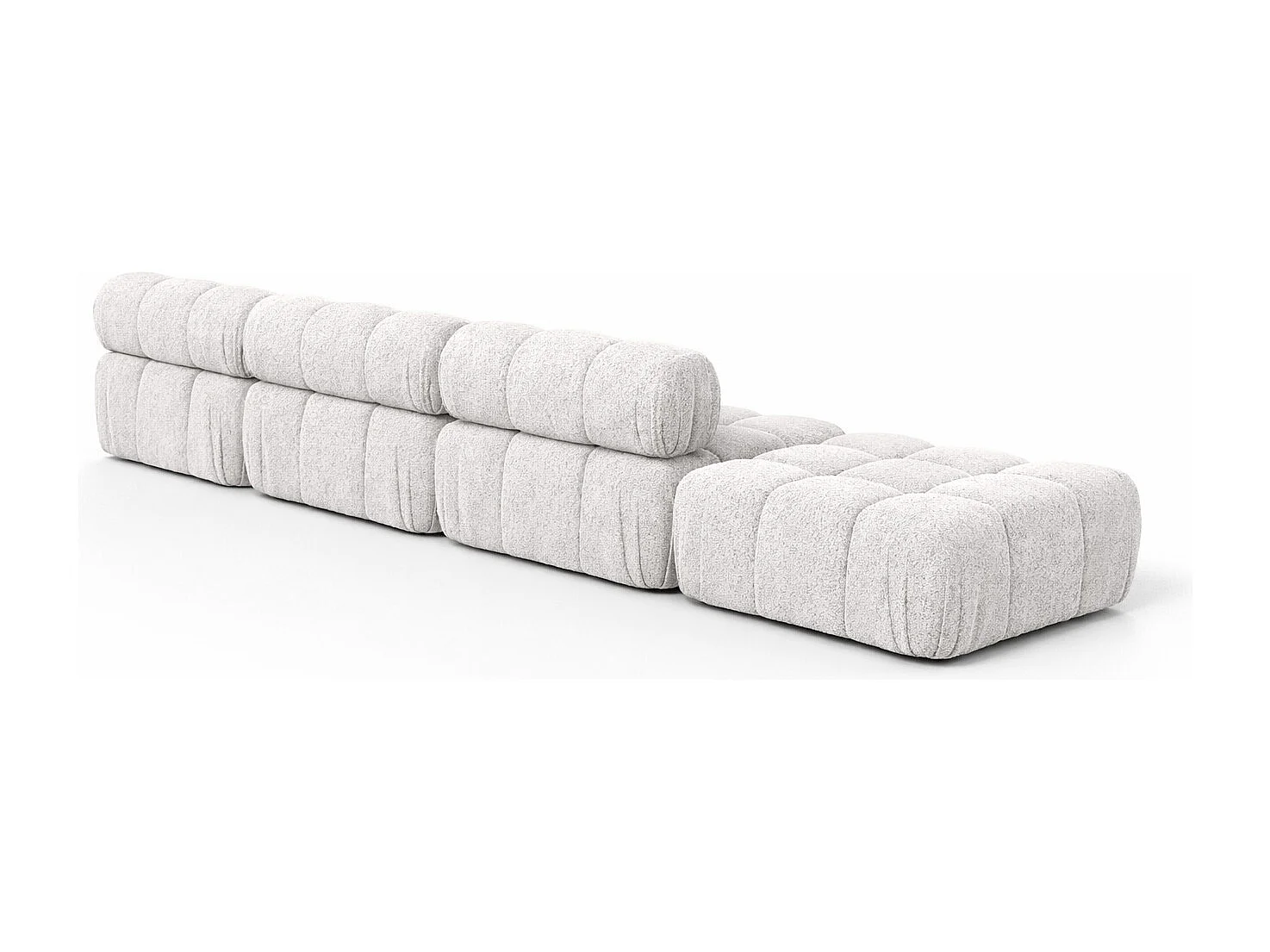 Narożnik modułowy w kształcie L, tkanina bukla Abriamo, Ecru, Prawy, Selia L XL