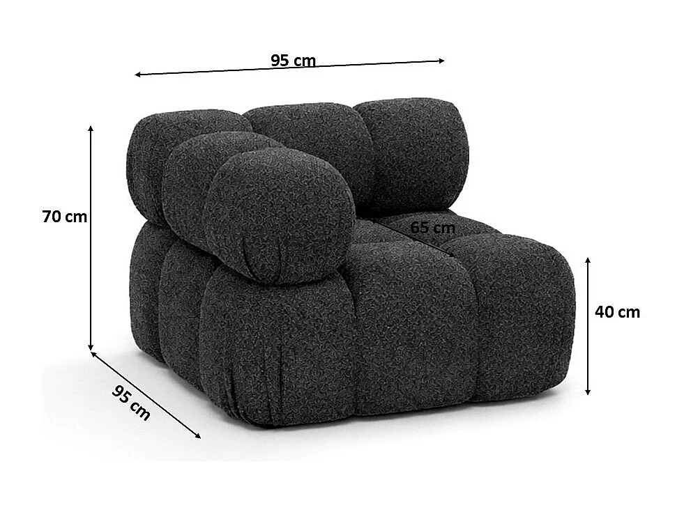 Hoekmodule modern voor modulair systeem, stof Abriamo, Grafiet, Selia