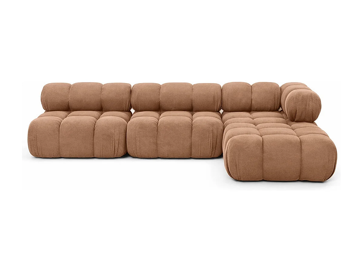 Narożnik modułowy w kształcie L, tkanina welurowa Salvador, Ciemnobeżowy, Prawy, Selia