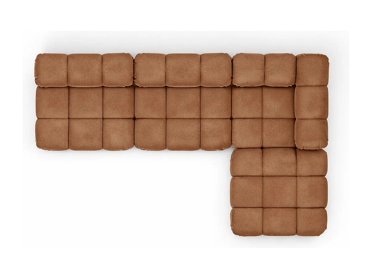 Narożnik modułowy w kształcie L, tkanina welurowa Salvador, Ciemnobeżowy, Prawy, Selia