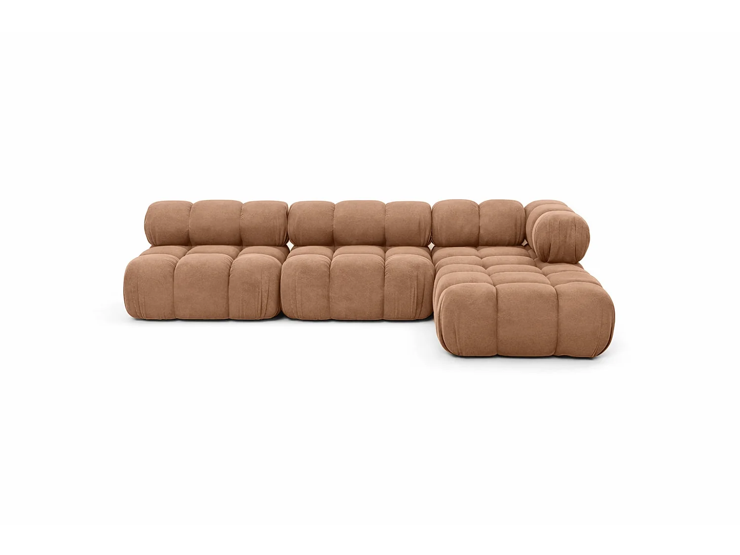 Hoekbank modulair L-vorm, veloursstof Salvador, donkerbeige, rechts, Selia