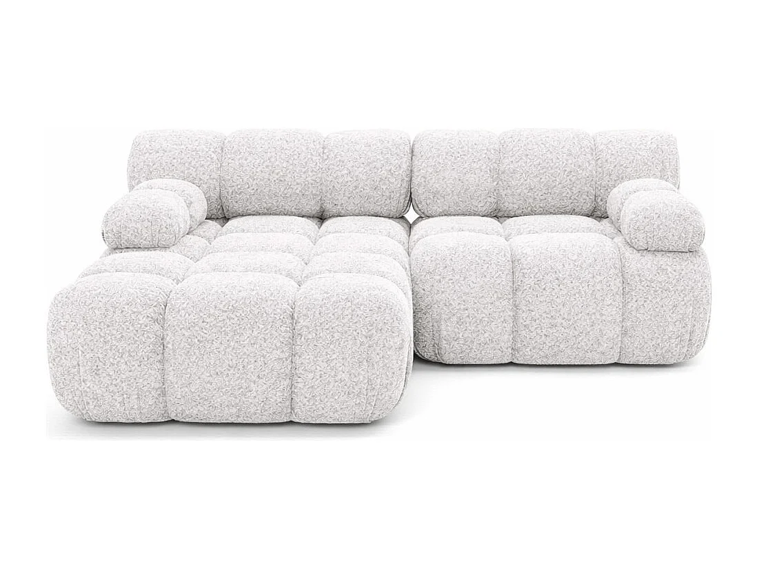Canapé d’angle L mini modulaire, tissu bouclé Abriamo, Écru, Gauche, Selia