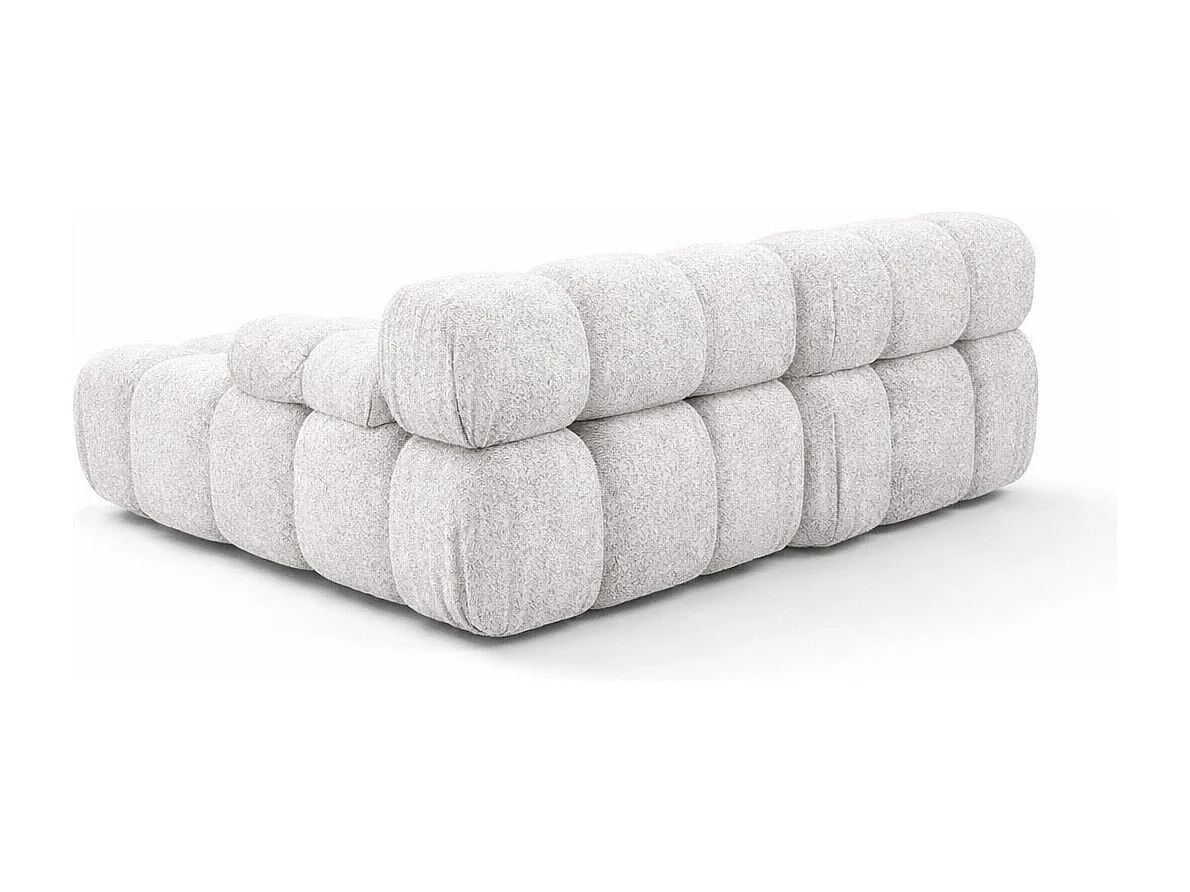 Canapé d’angle L mini modulaire, tissu bouclé Abriamo, Écru, Gauche, Selia