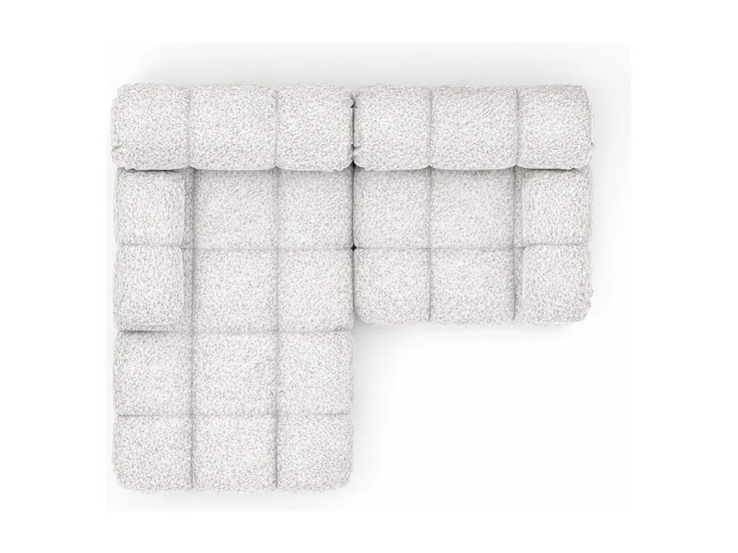 Canapé d’angle L mini modulaire, tissu bouclé Abriamo, Écru, Gauche, Selia