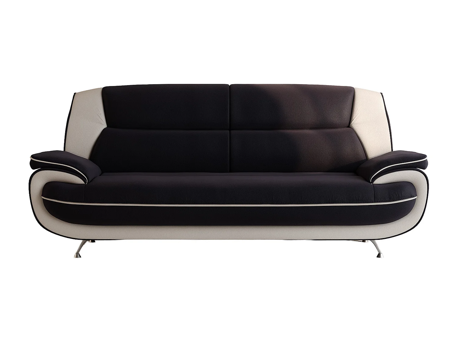 3-zits bank, stof Soft, zwart + wit, Palermo