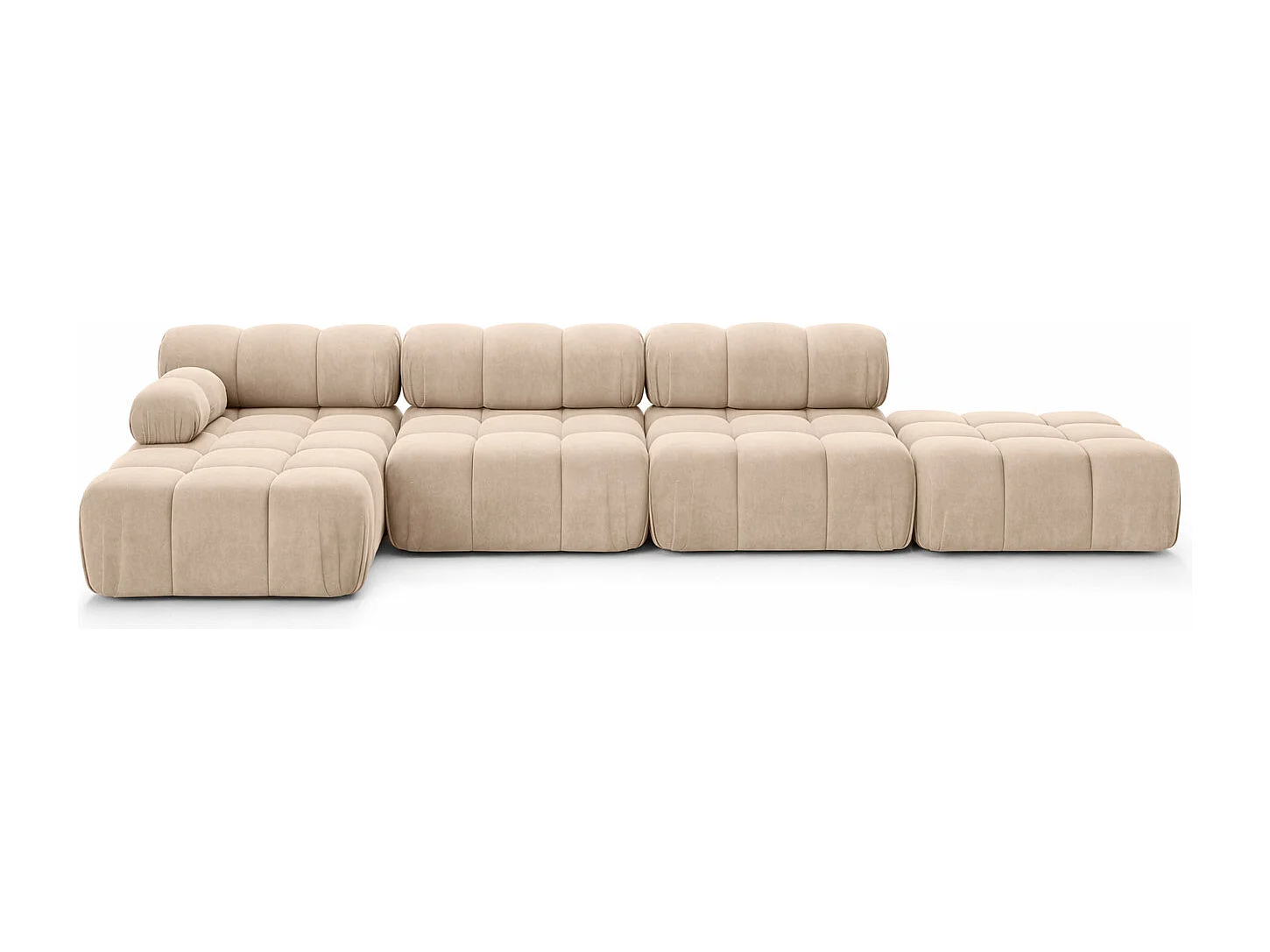 Narożnik modułowy w kształcie L, tkanina welur Salvador, Beżowy, Lewy, Selia L XL