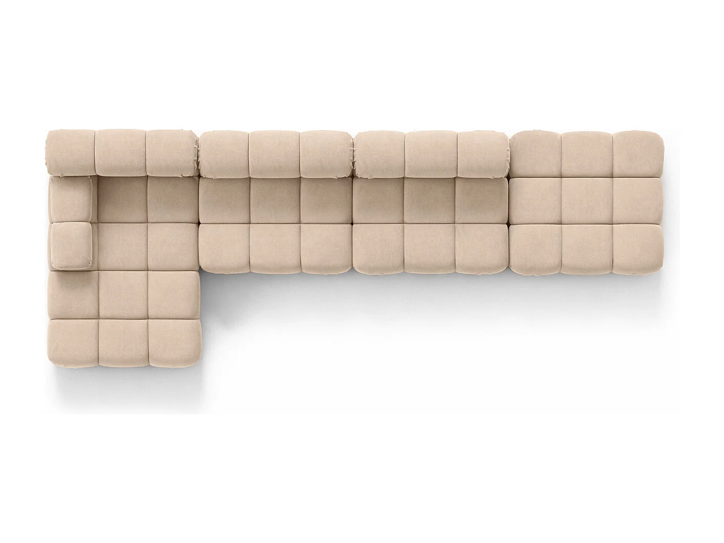 Narożnik modułowy w kształcie L, tkanina welur Salvador, Beżowy, Lewy, Selia L XL