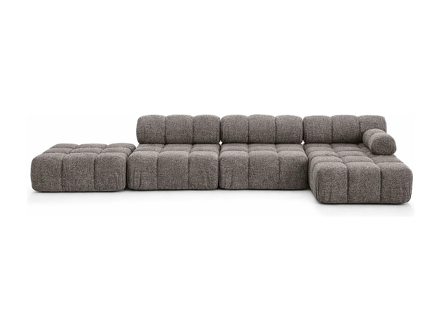 Narożnik modułowy w kształcie L, tkanina bukla Abriamo, Brązowy, Prawy, Selia L XL