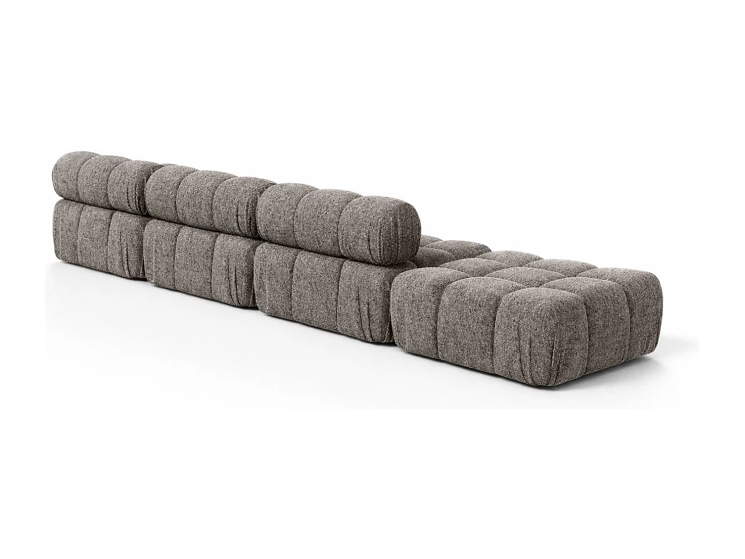 Narożnik modułowy w kształcie L, tkanina bukla Abriamo, Brązowy, Prawy, Selia L XL