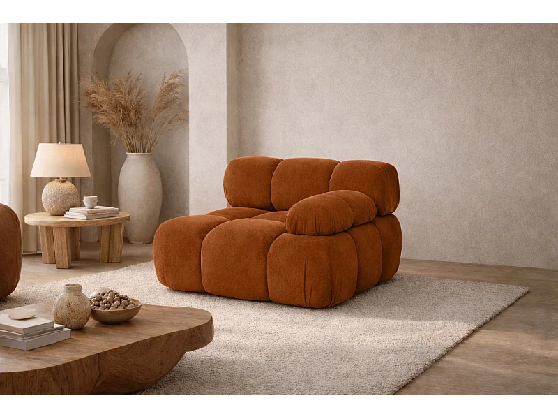 Modul seitlich für ein modulares System, Stoff Salvador, Braun, Rechts, Selia