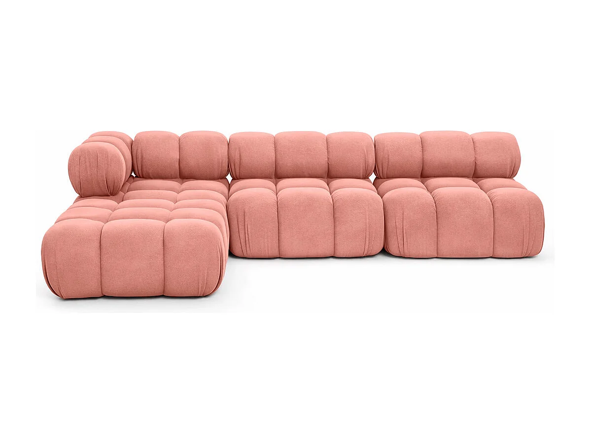 Ecksofa Modulare L-Form, Veloursstoff Salvador, Rosa, Links, Selia