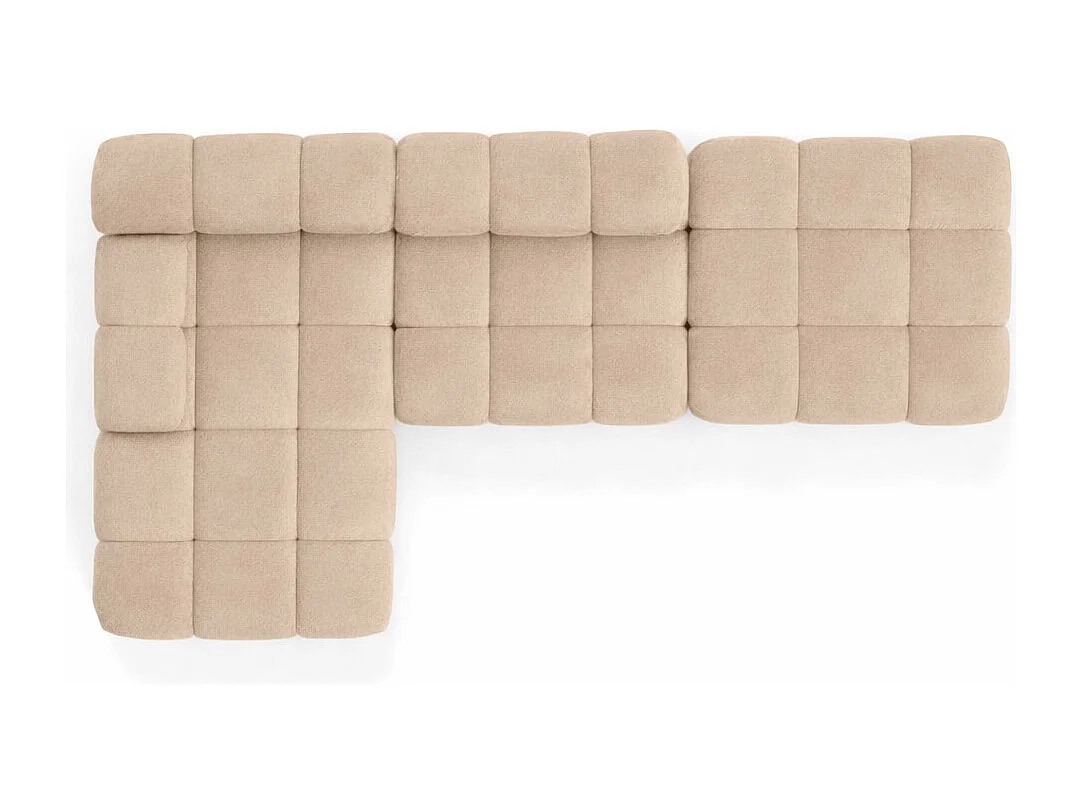 Ecksofa modular mit Hocker, Sofa L-Form, Veloursstoff Salvador, Beige, Links, Selia