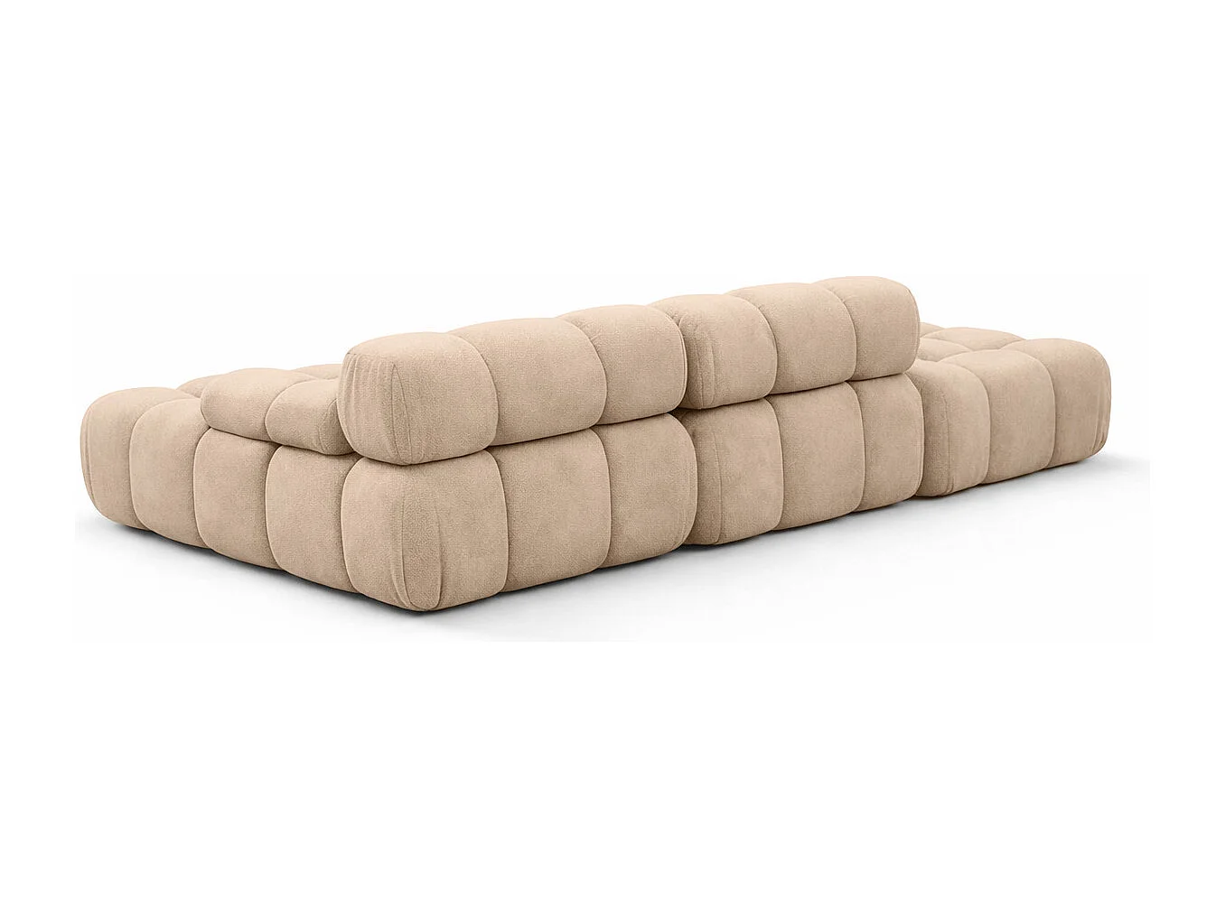 Ecksofa modular mit Hocker, Sofa L-Form, Veloursstoff Salvador, Beige, Links, Selia