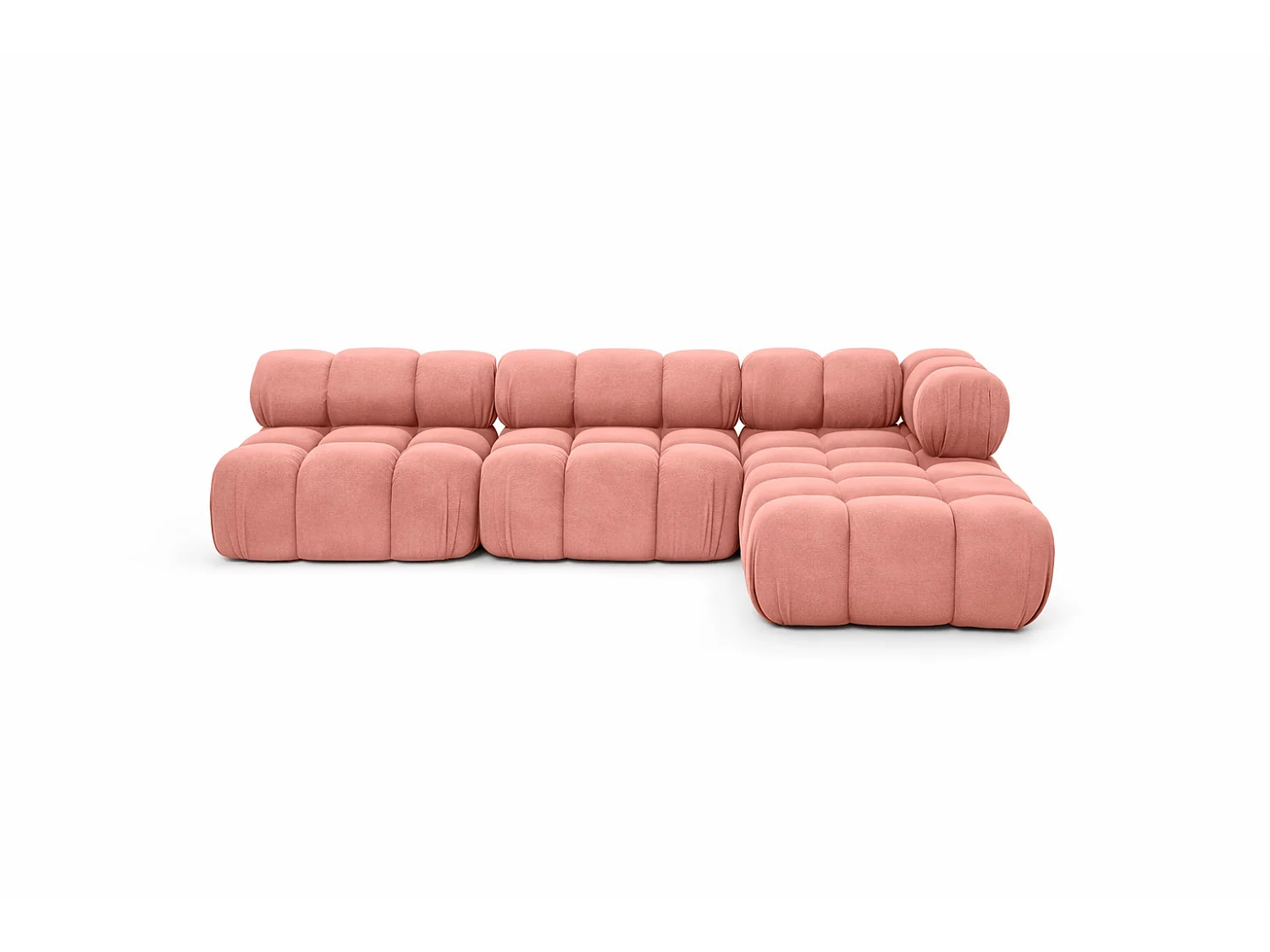 Canapé d’angle modulaire en L, tissu velours Salvador, Rose, Droite, Selia