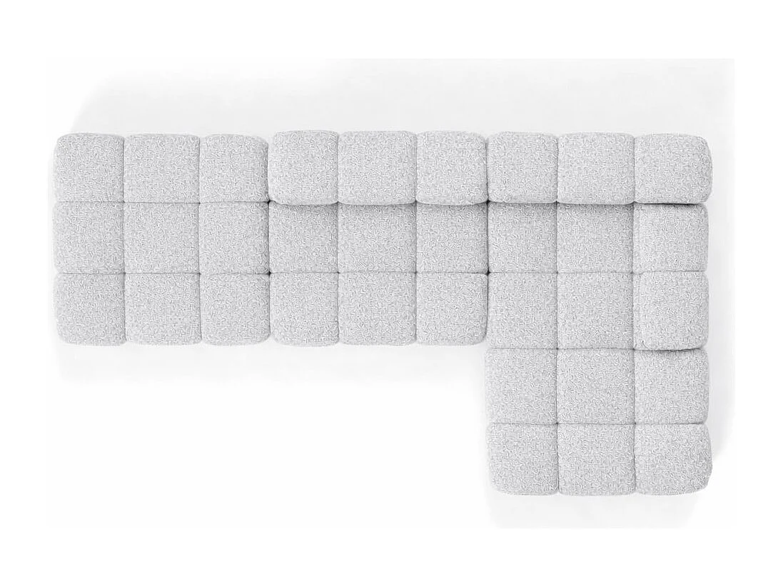 Ecksofa modular mit Hocker, Sofa L-Form, Bouclé-Stoff Abriamo, Hellgrau, Rechts, Selia