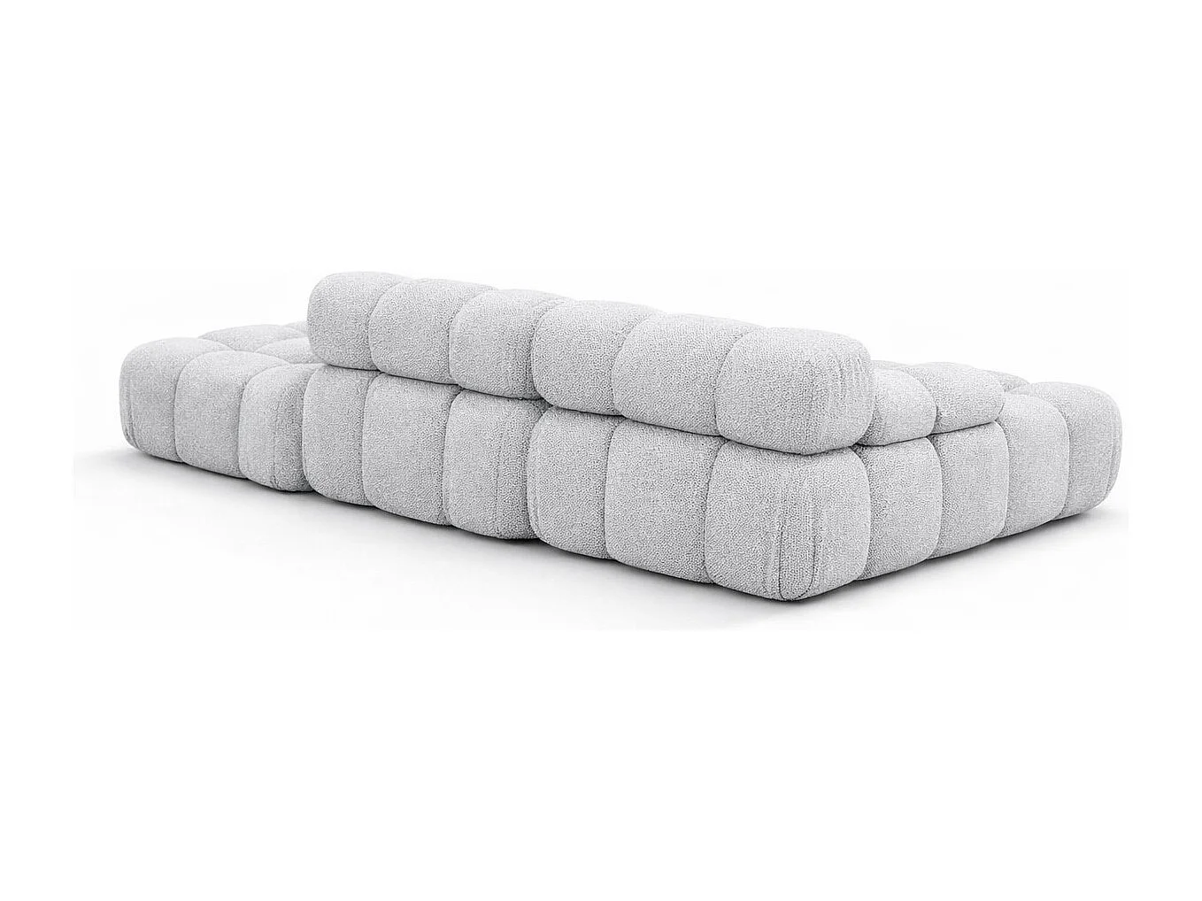 Ecksofa modular mit Hocker, Sofa L-Form, Bouclé-Stoff Abriamo, Hellgrau, Rechts, Selia