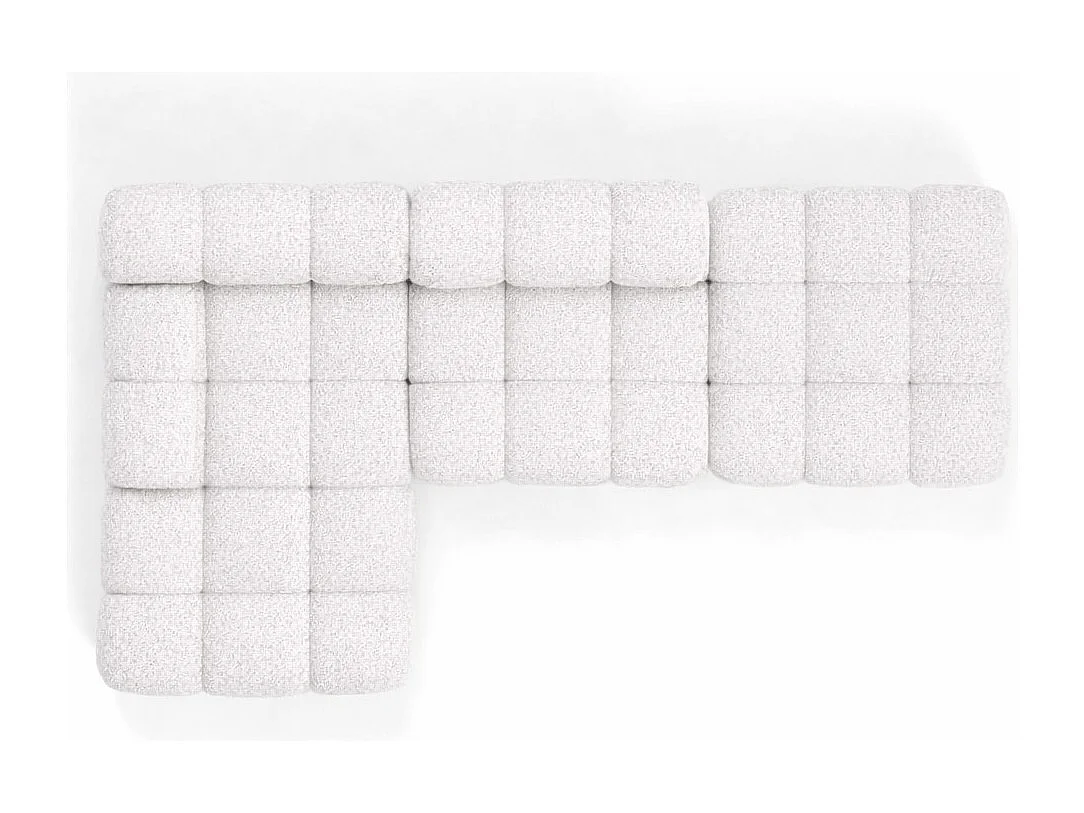 Hoekbank modulair met hocker, bank in L-vorm, bouclé stof Abriamo, ecru, links, Selia