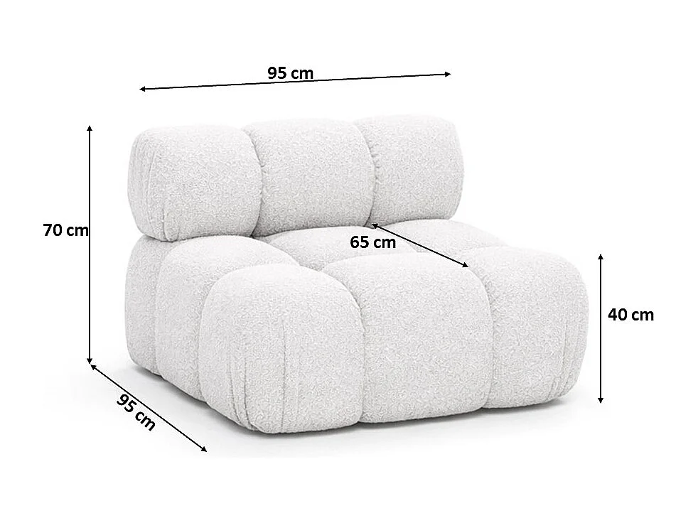 Module midden vrijstaand modern voor een modulair systeem, stof Abriamo, Ecru, Selia