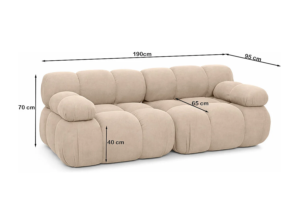 Bank, 2-zits modulair, veloursstof Salvador, beige, Selia