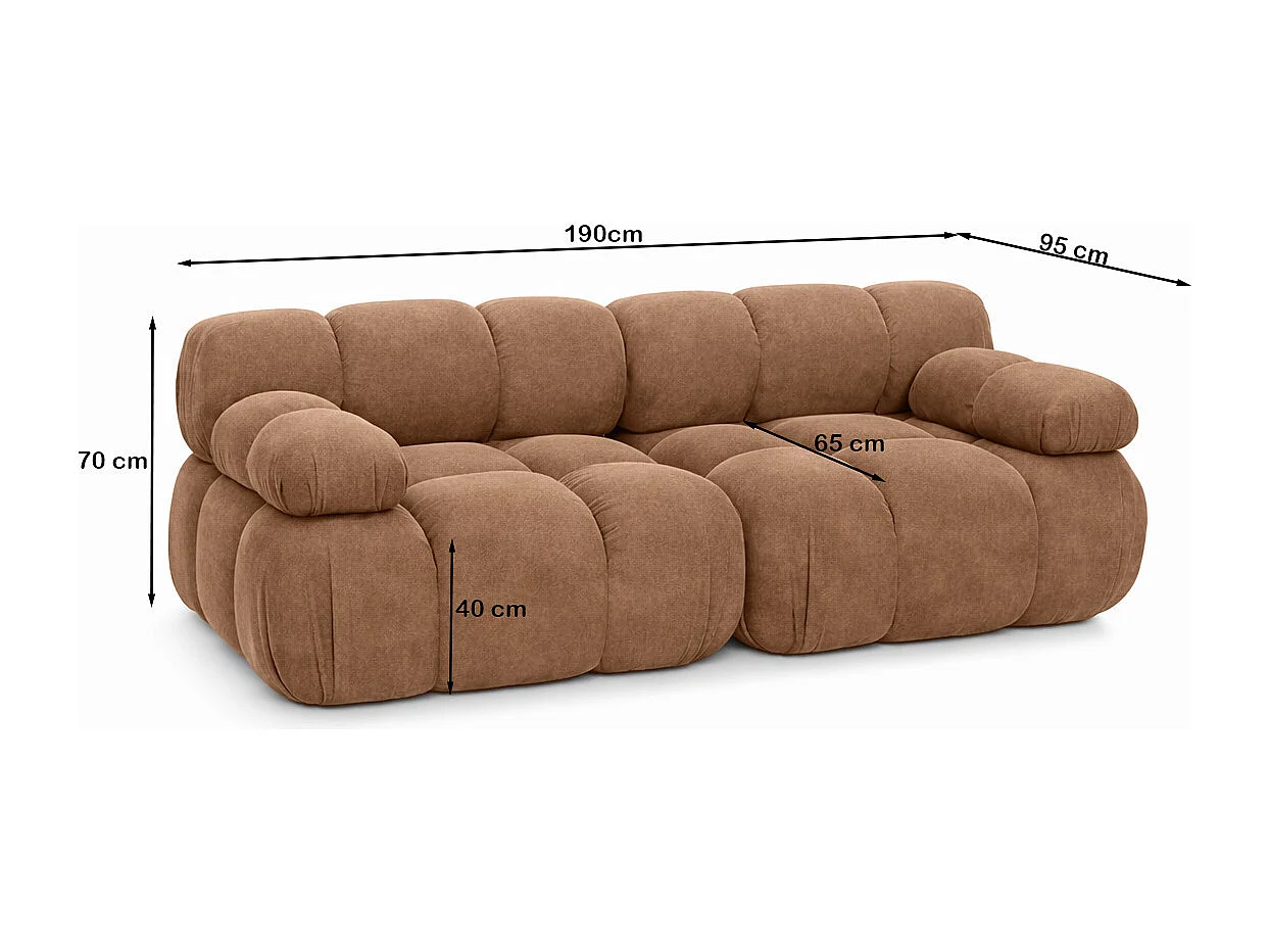 Bank, 2-zits modulair, veloursstof Salvador, donkerbeige, Selia