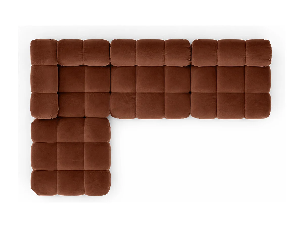 Hoekbank modulair L-vorm, veloursstof Salvador, donkerbruin, links, Selia