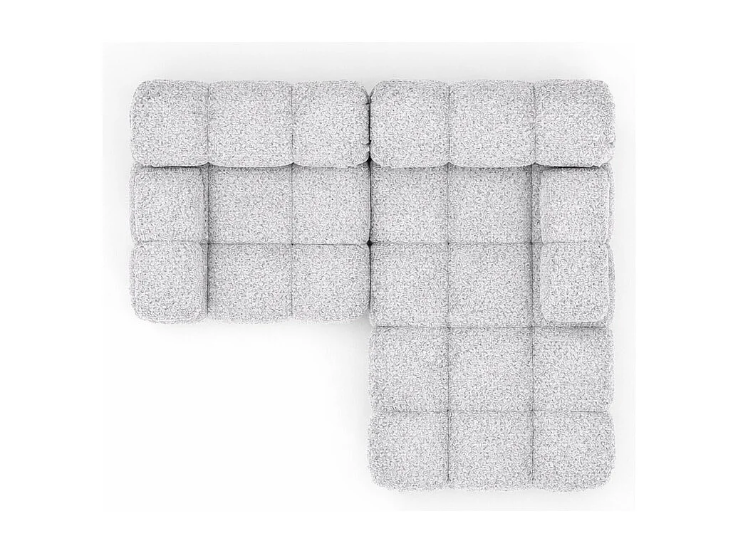 Divano angolare modulare a L Mini, tessuto bouclé Abriamo, Grigio chiaro, Destro, Selia