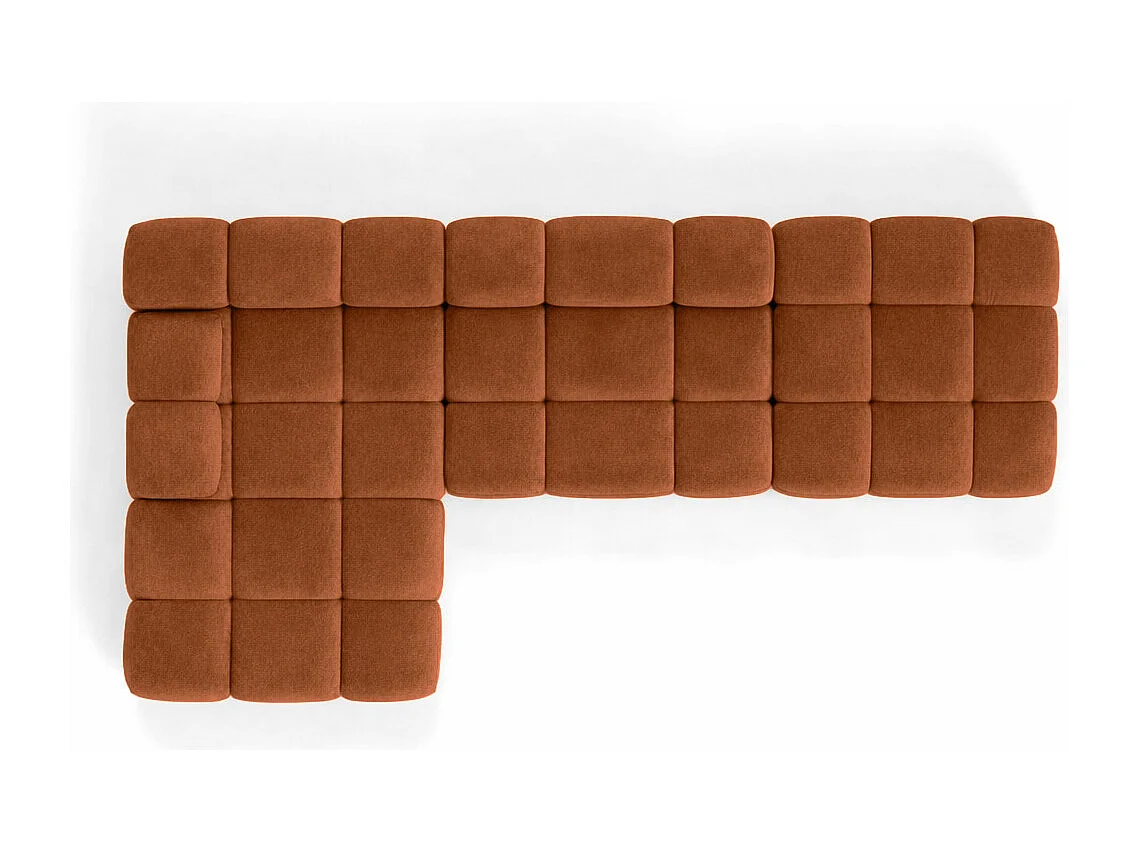Ecksofa modular mit Hocker, Sofa L-Form, Veloursstoff Salvador, Braun, Links, Selia