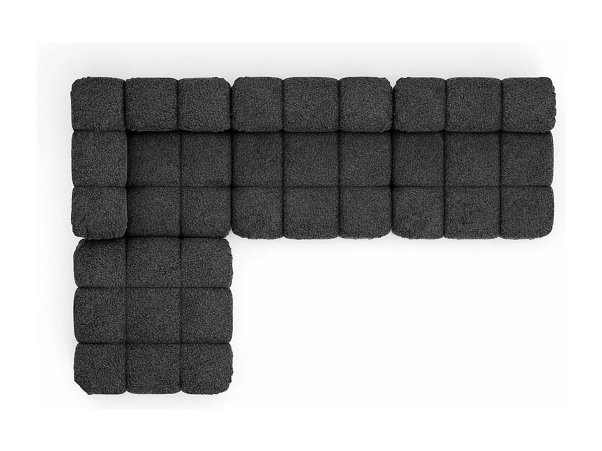 Hoekbank modulair L-vorm, bouclé stof Abriamo, grafiet, links, Selia