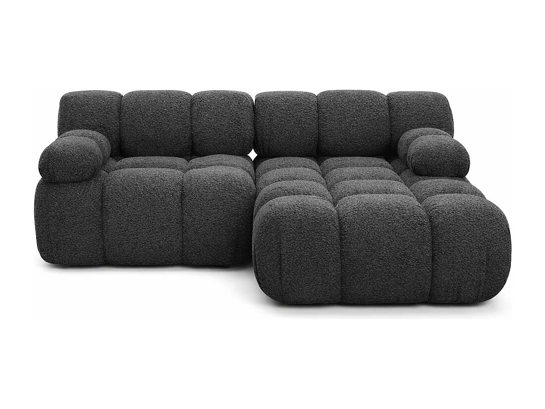 Ecksofa L-form Mini modular, Bouclé-Stoff Abriamo, Graphit, Rechts, Selia