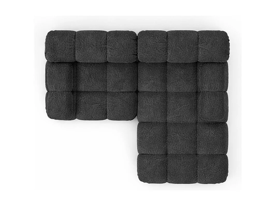Ecksofa L-form Mini modular, Bouclé-Stoff Abriamo, Graphit, Rechts, Selia