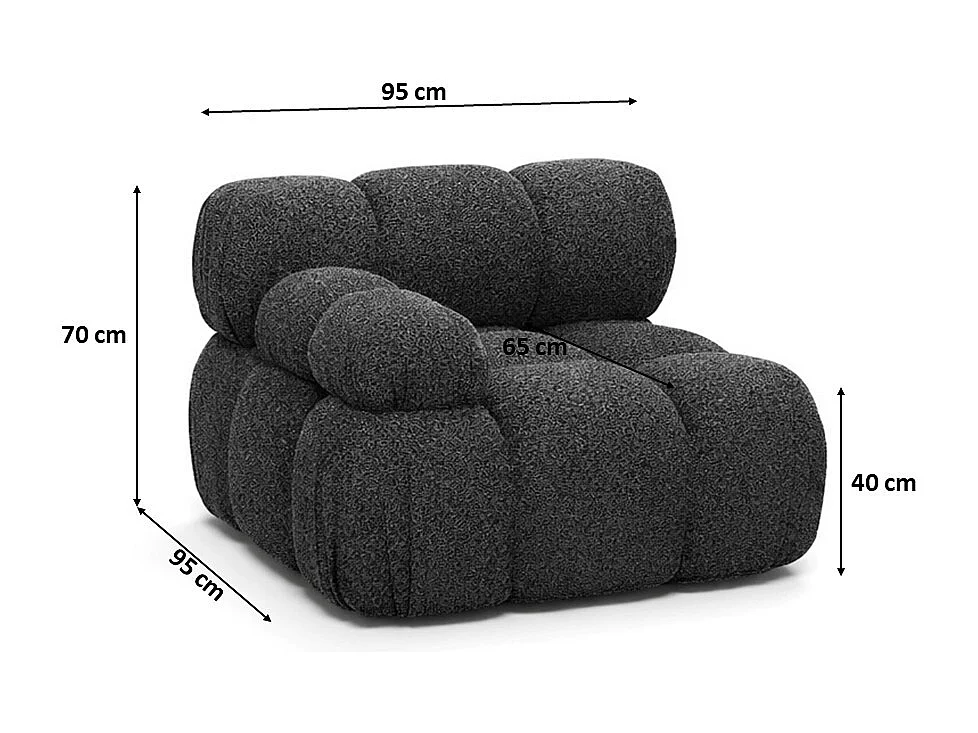 Modul seitlich für ein modulares System, Stoff Abriamo, Graphit, Links, Selia