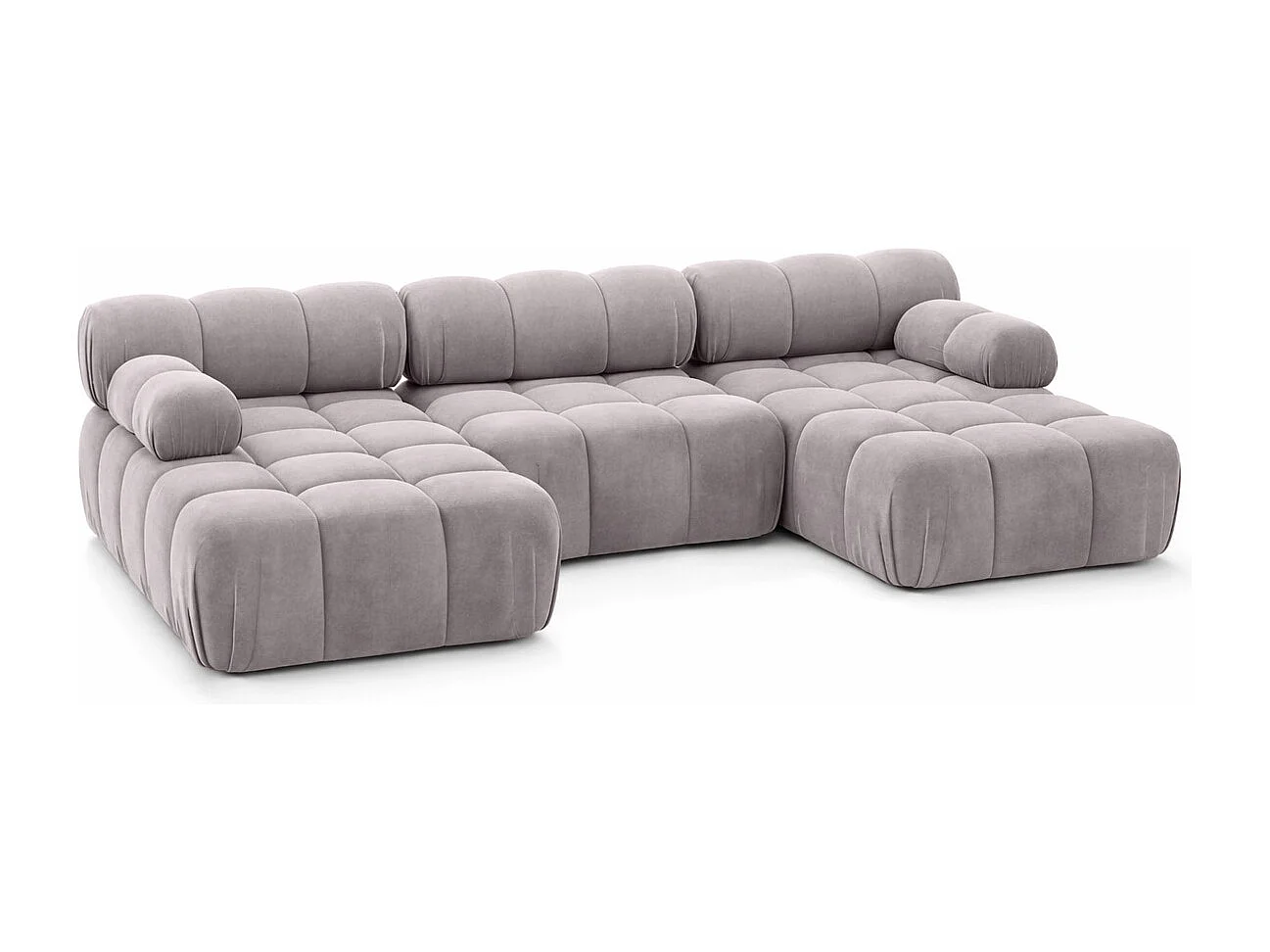 Divano angolare a U, tessuto velluto Salvador, Grigio, Selia U
