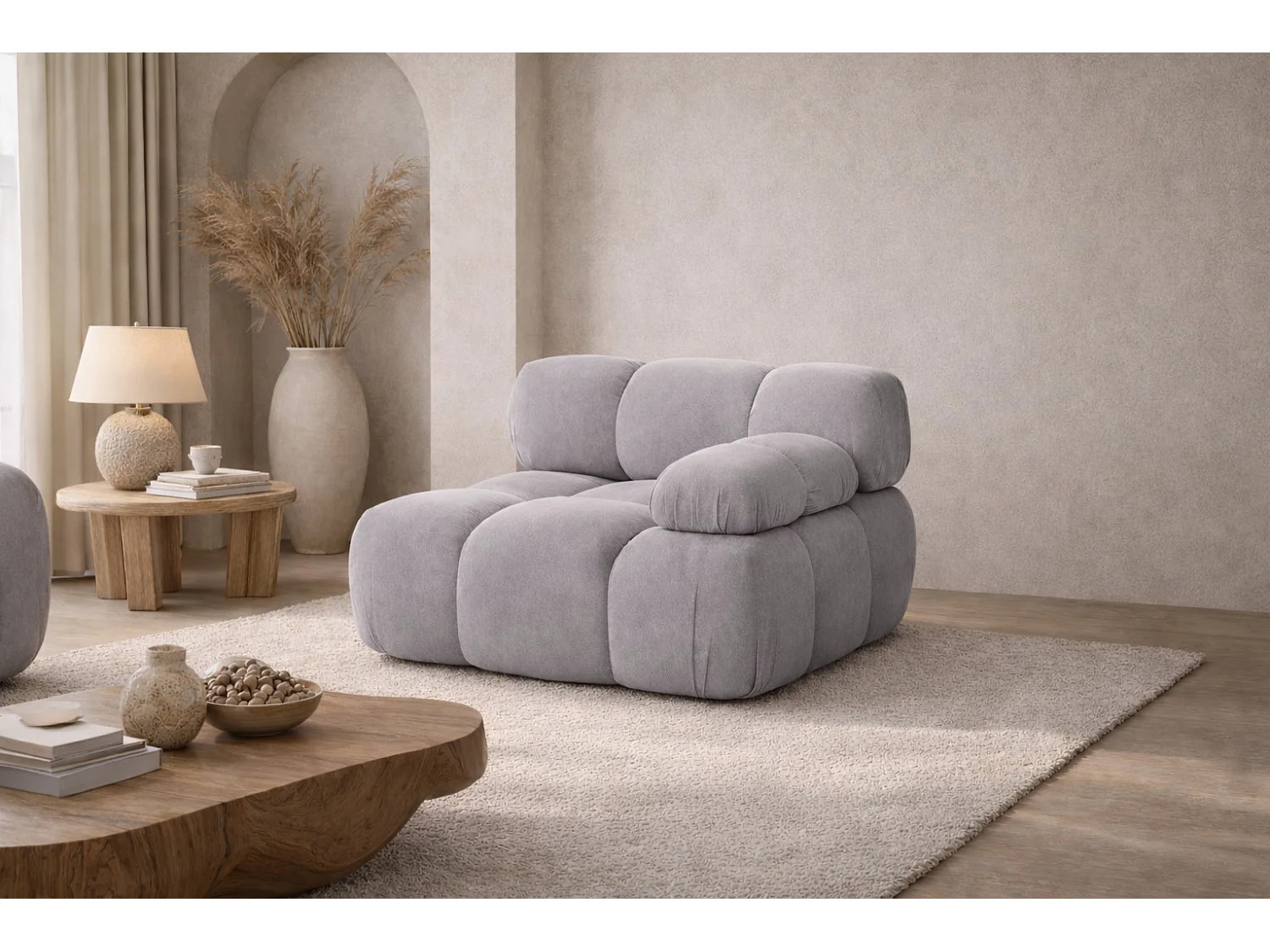 Modulo laterale per sistema modulare, tessuto Salvador, Grigio, Destra, Selia