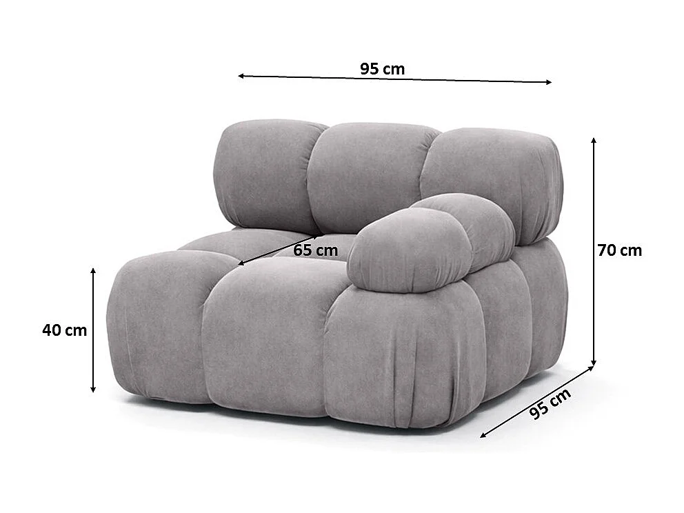 Modulo laterale per sistema modulare, tessuto Salvador, Grigio, Destra, Selia