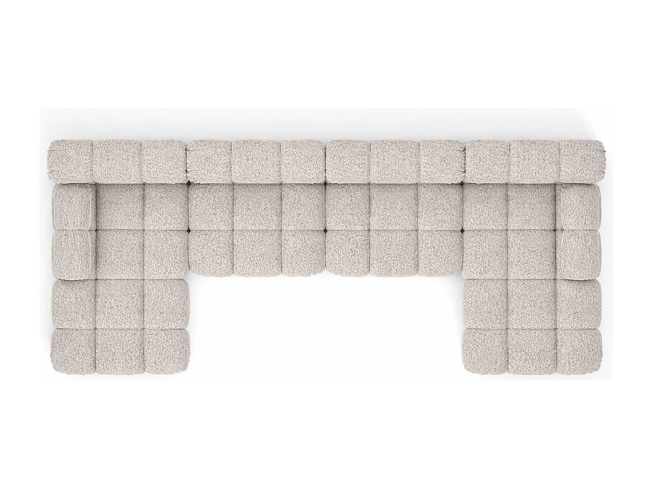 Narożnik modułowy w kształcie U XL, tkanina bukla Abriamo, Beżowy, Selia U XL