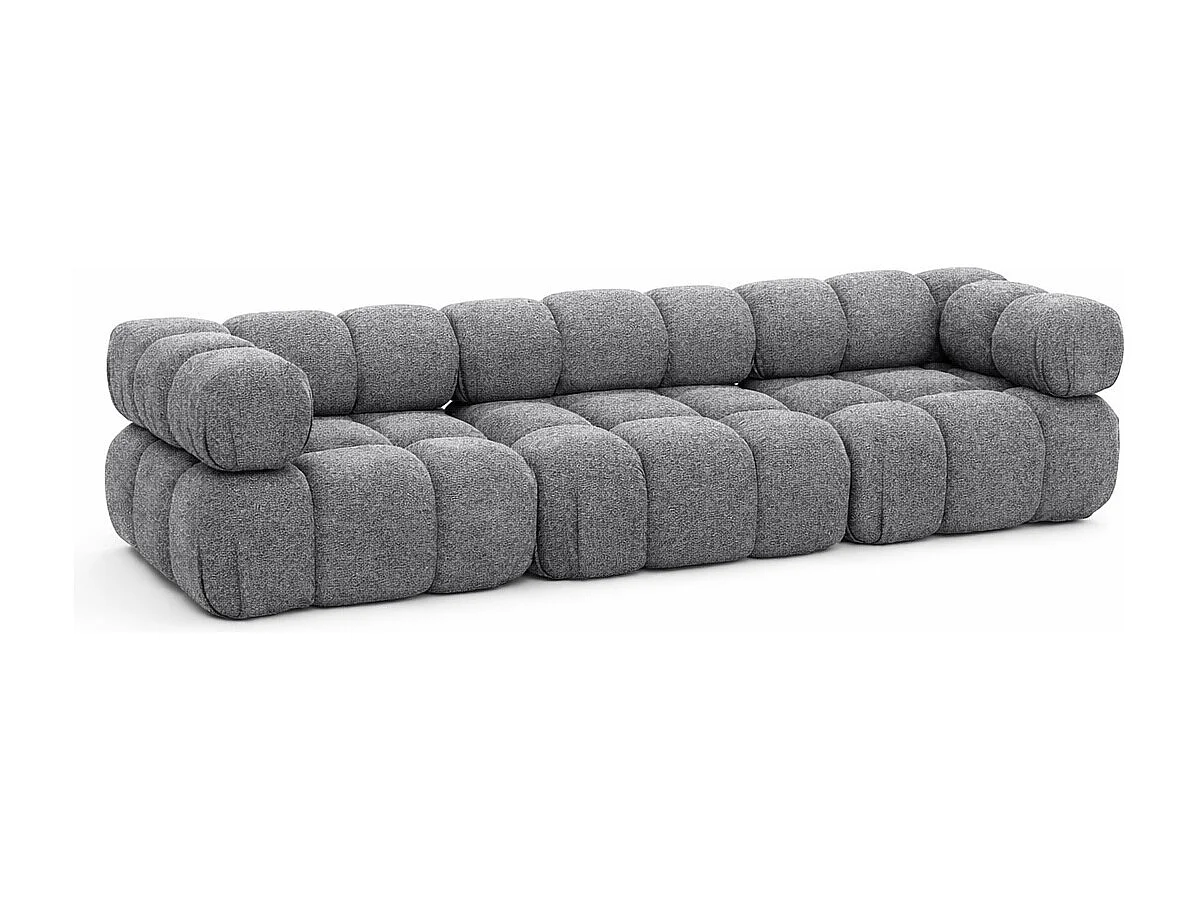 Sofa modułowa trzyosobowa, tkanina bukla Abriamo, Ciemnoszary, Selia