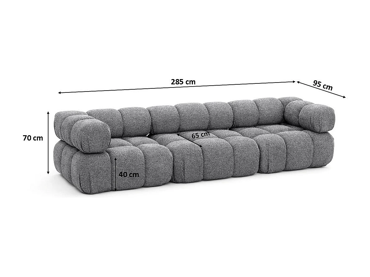 Sofa modułowa trzyosobowa, tkanina bukla Abriamo, Ciemnoszary, Selia