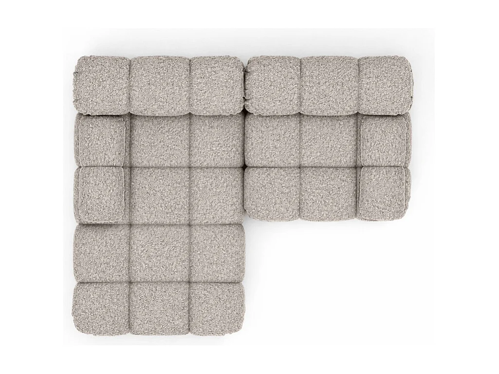 Canapé d’angle L mini modulaire, tissu bouclé Abriamo, Beige, Gauche, Selia