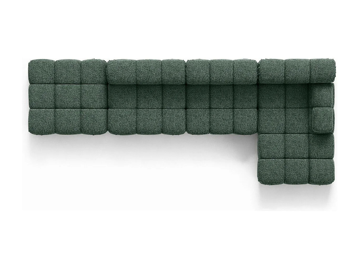 Narożnik modułowy w kształcie L, tkanina bukla Abriamo, Ciemnozielony, Prawy, Selia L XL