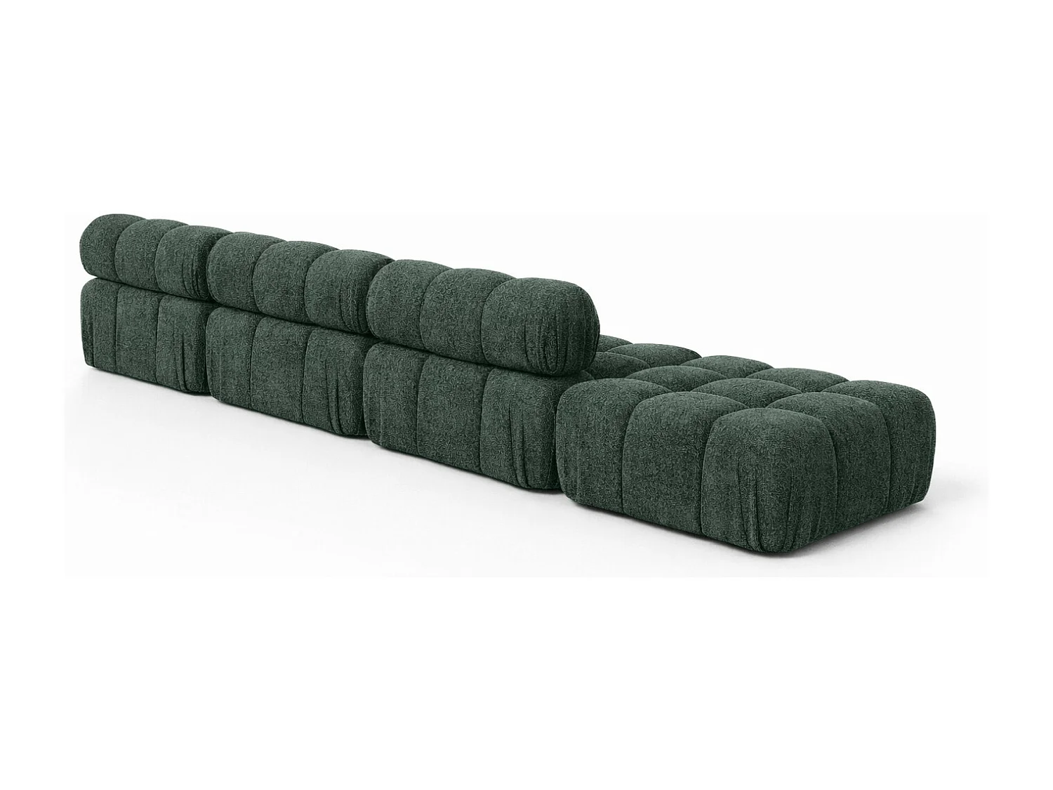 Narożnik modułowy w kształcie L, tkanina bukla Abriamo, Ciemnozielony, Prawy, Selia L XL