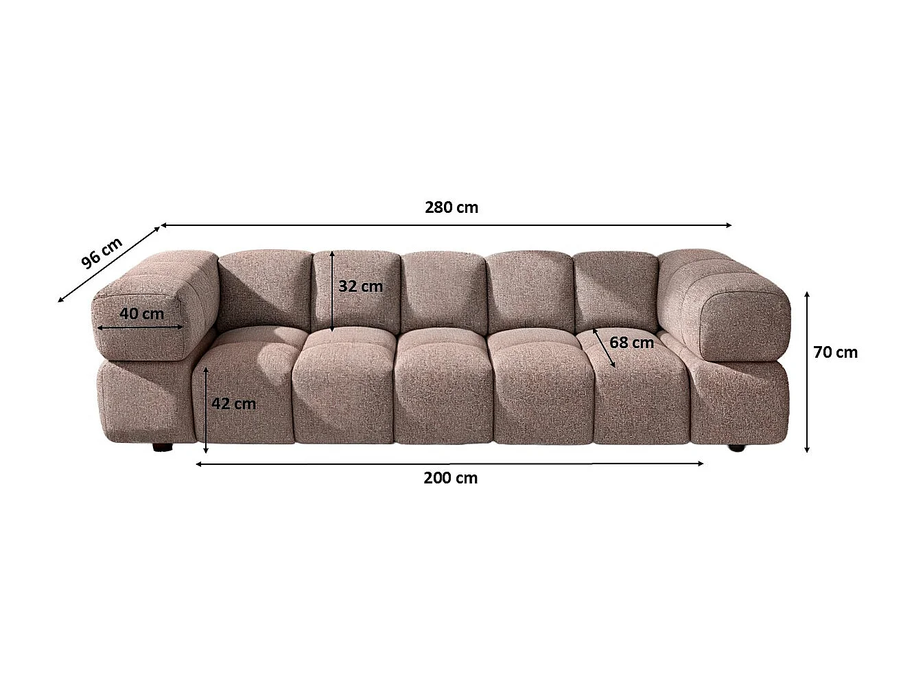 Bank 4-zits, Chenille stof Puente, Purper, Averro