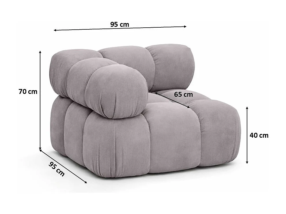 Modulo angolare moderno per sistema modulare, tessuto Salvador, Grigio, Selia