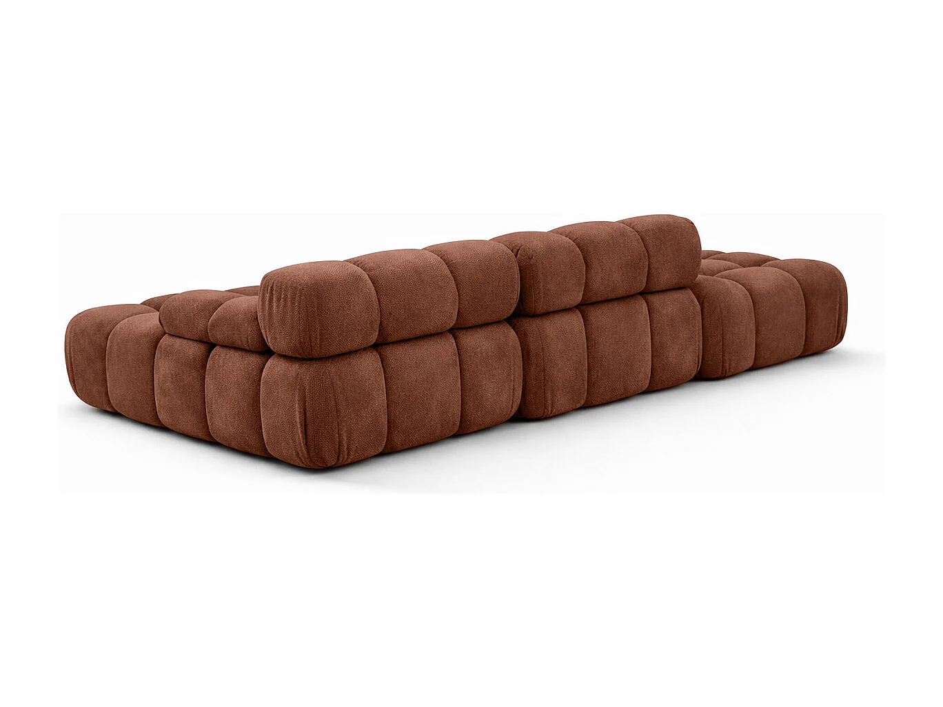 Ecksofa modular mit Hocker, Sofa L-Form, Veloursstoff Salvador, Dunkelbraun, Links, Selia